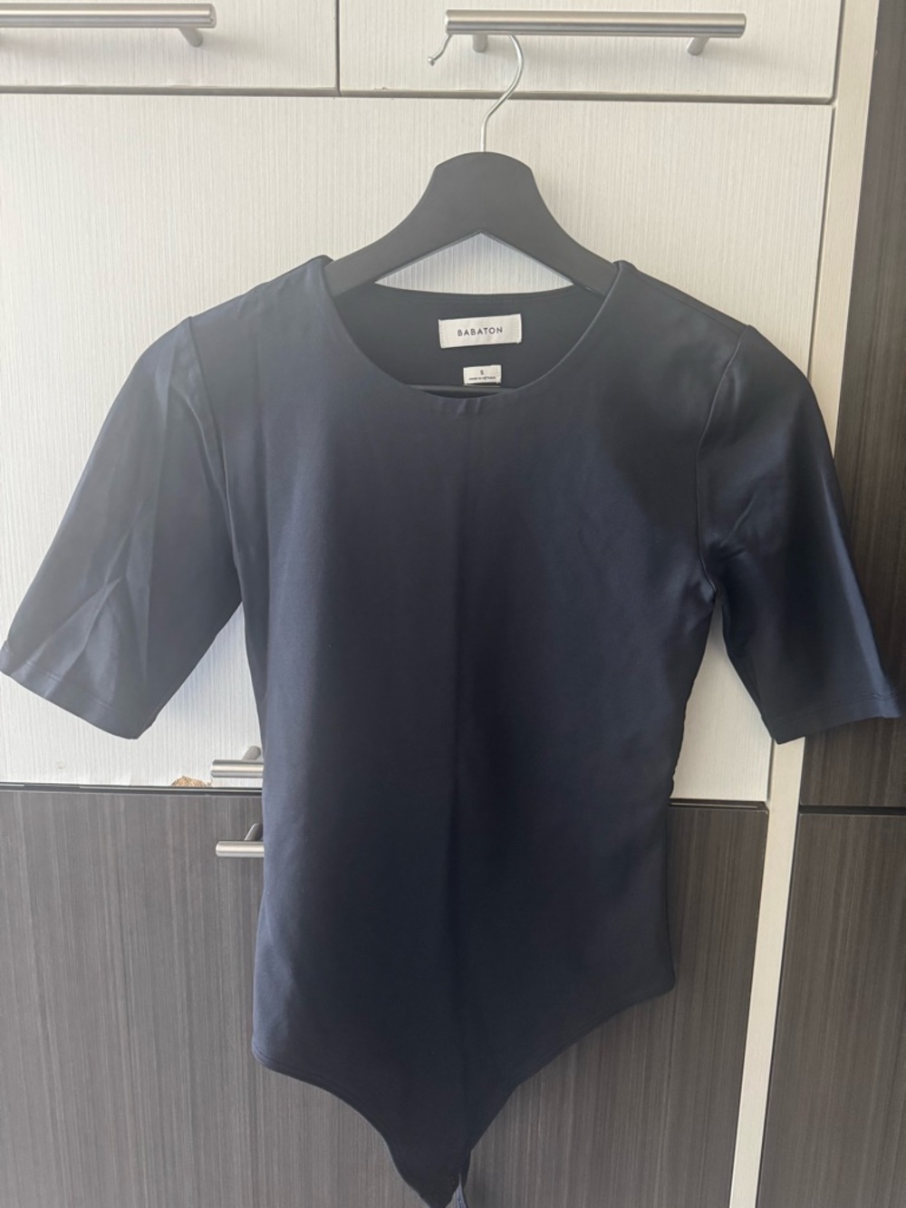 Babaton Black Short-Sleeve Bodysuit Top